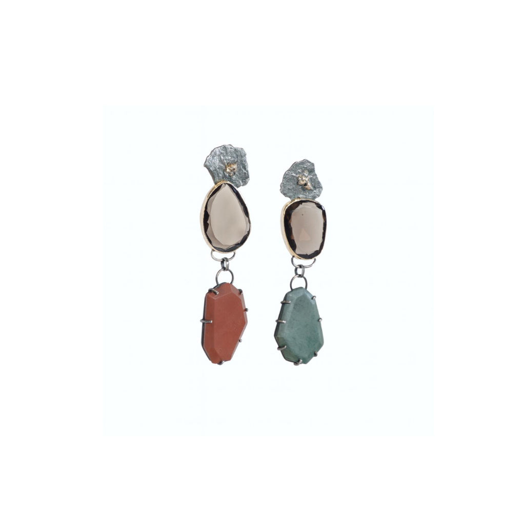 pebbles asymmetrical earrings