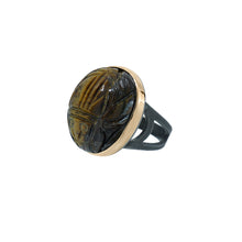 boho tiger scarab ring