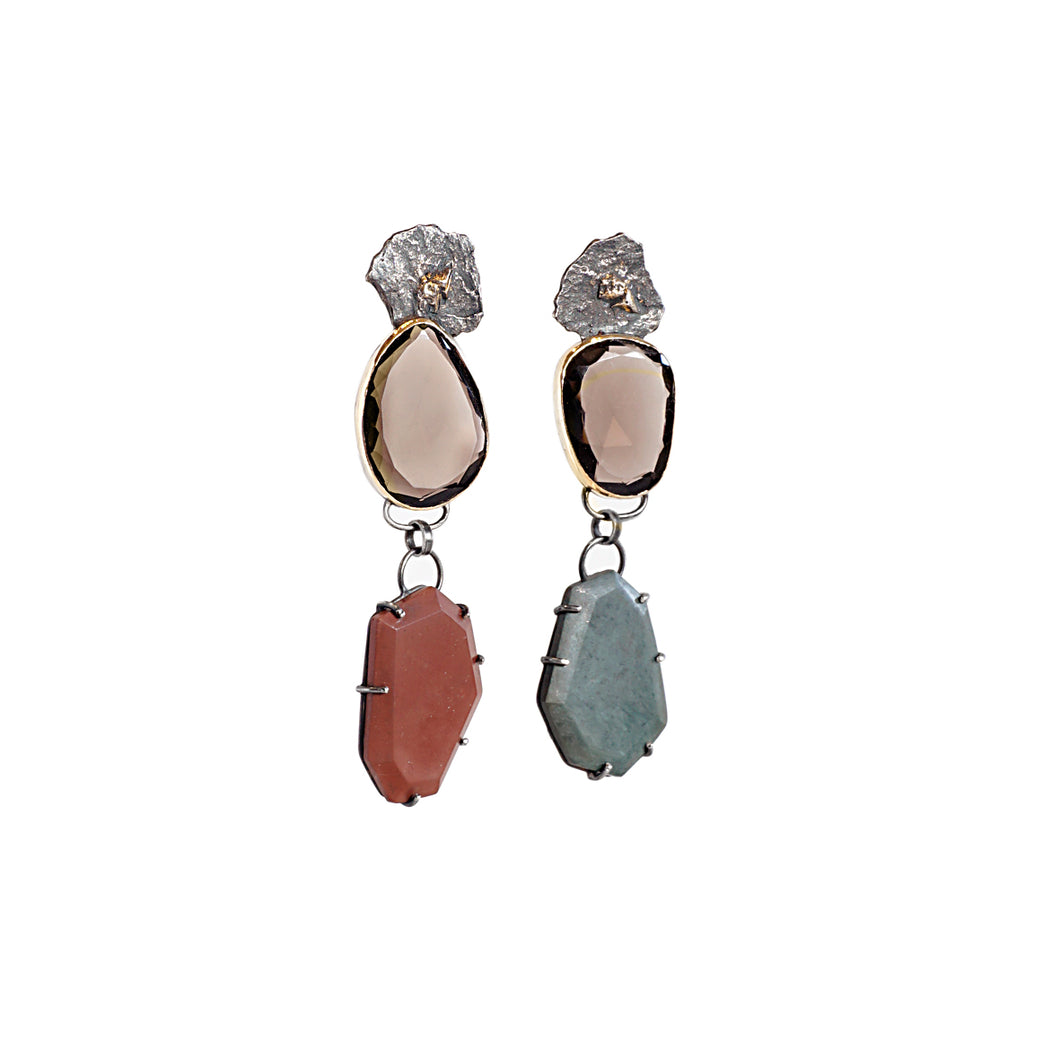pebbles asymmetrical earrings