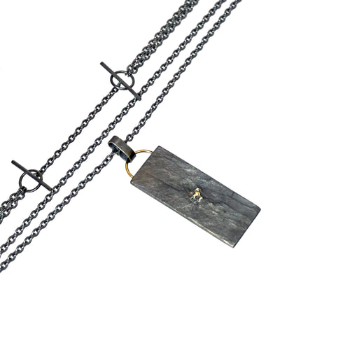 blak big rectangle layered necklace