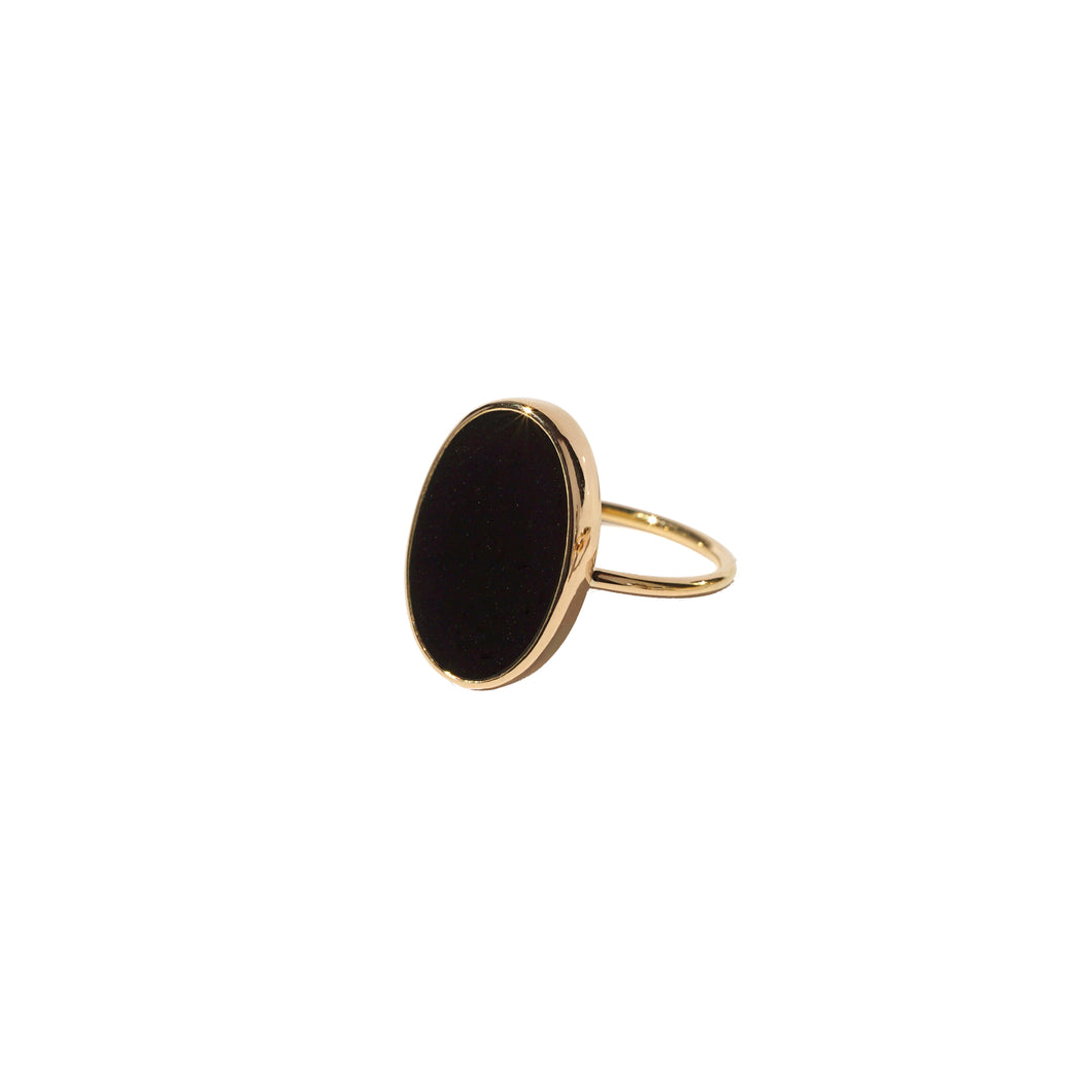 sade gold black pinkie ring